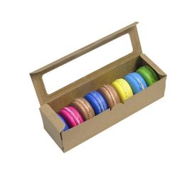 Macaron Boxes With Clear Window Kraft Paper Cupcake Boxes With Window Dessert Cookies Treat Delivery Box For Wedding 18.5x5.5x5cm