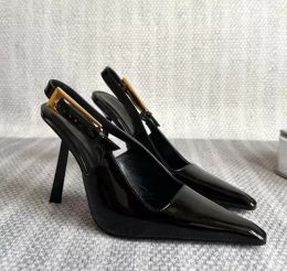 Sandals High Heels Saint T's Designer Shoes Paris Dress Classic women 9cm 7cm heels Black gold Gold pointed shoes Dress shoes Wedding bottoms