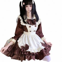 2023 New Dr Brown Bow Lolita Sweet Dr French maid Chocolate Maid Cafe Dr Cosplay 08UF#