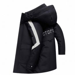 men's Warm Down Jacket Thick Jacket Men Coat High Quality Mid-length Overcoat Winter Parka Men White Duck Down T05e#