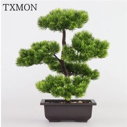 Brushes Simulation Pine Needles Cypress Plants Bonsai Fake Flower Artificial Plants Pots Interior Home Living Room Creative Decoration