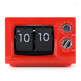 Table Clocks TV Flip Clock Living Room Design Classic Retro Desk Art Watch