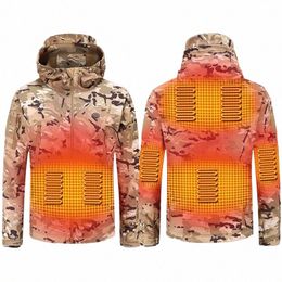 nice Winter Electric Heating Jacket USB Smart Men Women Thick Heated Jackets Camoue Hooded Heat Hunting Ski Suit x7aN#