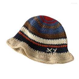 Berets Women Bohemian Hat Y2K Girl Beanie Pilling Resistant Colorful Stripe