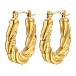 Hoop Earrings Wholesale Simple Stainless Steel Gold Color Vintage For Women Jewelry