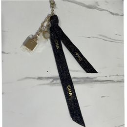 Metal Letter Perfume Bottle Key Ring Ribbon Letter Key Chain Diy Accessories Bag Decoration