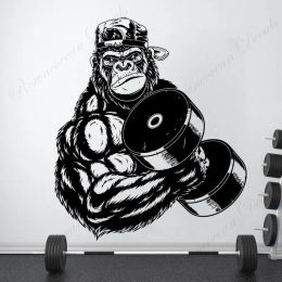 Stickers Gorilla Bodybuilder Gym Fitness Wall Decals Show Strong Strength Sticker Vinyl Home Decor Interior Design Mural Removable 4663