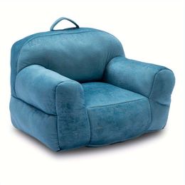 1pc Veet Fabric Memory Sponge Stuffed Bean Bag Chair, Blue