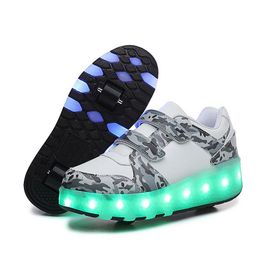 Inline & Roller Skates Two Wheels Luminous Usb Charging Skate Shoe Outdoor Casual Fashion Children Sneaker Drop Delivery Sports Outdoo Dhee0