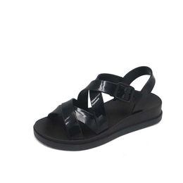 Sandals PVC Girl 2023 New Fashion Instagram Trend Celebrity Casual Flat Bottom Fairy Beach Simple Roman Shoes Round Toe H240328413D