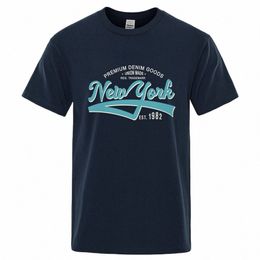fi Letter Street City New York Est.1982 Men Women Clothes Quality Oversize T-Shirts Breathable T-Shirt Hip Hop Cott Tee B3E6#