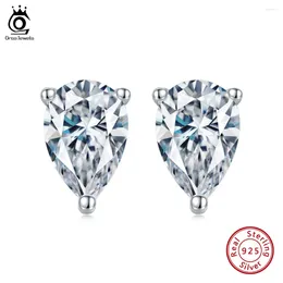 Stud Earrings ORSA JEWELS Pear Cut 0.5ct DE VVS Brilliant Moissanite Diamond Gift For Women 925 Sterling Silver SME17