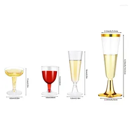 Disposable Cups Straws 10pcs Classic Stem Cup And Round Rim Design Champagne Flutes Glasses For Parties Glitter Clear Plastic