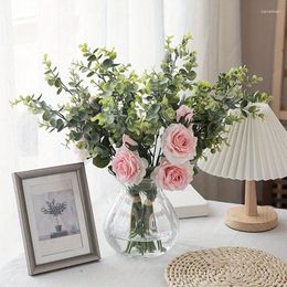 Decorative Flowers Artificial Flower Rose Bouquet Fake DIY Wedding Party Valentine's Day Home Room Table Vase Decoration Pography Props