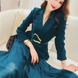 Work Dresses Women's Casual Blazers Set 20244 Spring Fashion Vintage Suit Jacket Mesh Skirt Two-piece Korean Elegant Professional Suits