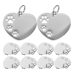 Dog Collars 10 Pcs Tag Pendant Pet Tags For Pets Id Blank Ornament Personalised Puppy Stainless Steel