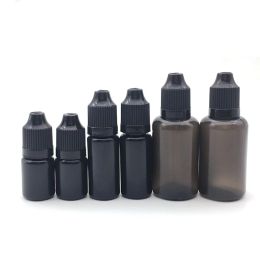 Polijsters 100pcs Squeeze Black 5ml 10ml 15ml 30ml Plastic Dropper Bottles for Liquid Container with Childproof Cap and Long Thin Tip Vial