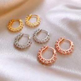 Hoop Earrings European And American Unique Design Round Lace Zircon For Women Fashion Sweet Metal Jewelry Accessories