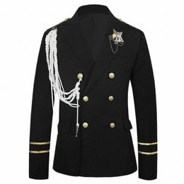 mens Double Breatsed Steampunk Blazer Jacket Fi Rope Design Cosplay Clothes Men Party Stage Prom Rock and Roll Costumes 11xK#