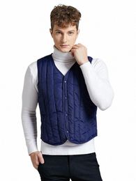 new Men's Classic V-Neck Sleevel Puffer Winter Ultra Light Down Vests High Quality Portable Male Fitted Warm Solid Waistcoat R4r9#