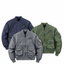 autumn Winter Military Plush Double-Sided Jacket Men Bomber Coat Baseball Suit Multi-Pocket Flying Air Force Pilot Warm Clothes t2Lf#