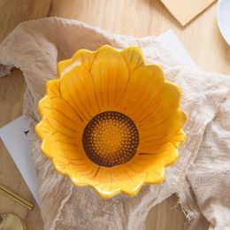 Bowls Kawaii Ceramic Dishes Irregular Sunflower-Shaped Bowl Durable Porcelain Nut Multifunction Dining Flower