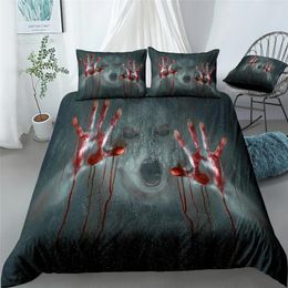 Bedding Sets Scary Horror Movie Duvet Cover Set Dark Terror Killer Bloody Horrible Halloween Quilt Single/Double/King Size