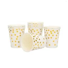 Disposable Cups Straws 25PCS Outdoor Party Supplies Fashion Golden Point Pattern Drinking Paper For Dining Picnics Weddings