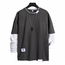 casual Colour Matching T Shirt For Men O Neck Baggy Hip-pop Streetwear Undershirt Tees Tops T-Shirt Man Clothing n1iD#