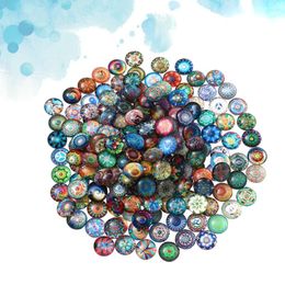 Storage Bottles 50pcs Mosaic Printed Glass Cabochons Flat Back Round Dome Tiles For DIY Crafts Pendant Jewelry Making Colorful 10mm