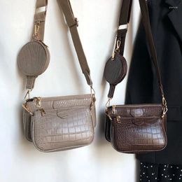 Shoulder Bags High Quality Women Bag Luxury Designer Wide Strap Crossbody Chain Sling Pu Leather Ladies 3 Set Wallet