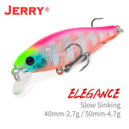Jerry Elegance Slow Sinking Wobbler Ultralight Hard Bait 5cm 4cm Plug Crank Tight Wobbling Fishing Lure 240327