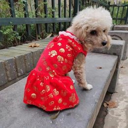 Dog Apparel Chinese Year Clothes Boy Girl Clothing Jumpsuit Dress Yorkie Border Collie Maltese Poodle Bichon Frise Pet Costume