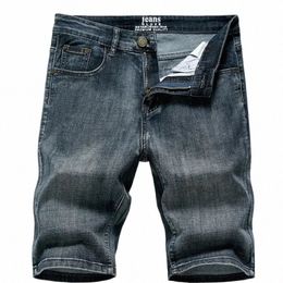 2023 Summer New Men's Denim Shorts Classic Black Blue Thin Secti Fi Slim Busin Casual Jeans Shorts Male Brand A4k3#
