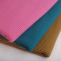Fabric 2mm Colourful stripe 100% cotton knitting elastic fabric DIY sewing Tshirt leggings Clothing fabric width 50* 165cm telas