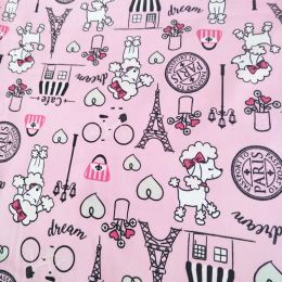 Fabric 145cm Wide Pink Cartoon Poodle Dog Cotton Fabric Cartoon poodle Printed Fabric Sewing Material Diy Baby Clothing Dress