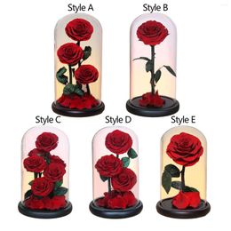 Decorative Flowers Glass Rose Flower Gift Valentines Day Decoration Gifts For Her