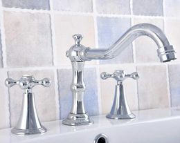 Bathroom Sink Faucets Basin Faucet 3 Hole Deck Mounted Cold Polished Chrome Mixer Tap Nnf543