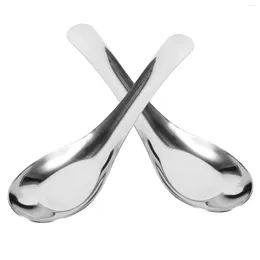 Spoons 2 Pcs Toddler Cutlery Tablespoon Restaurant Stainless Steel Flat Soup Meal Porridge Child