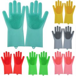 Kitchen Silicone Cleaning Gloves Magic Silicone Dish Washing Gloves For Household Silicone Scrubber Rubber Dishwashing Gloves Car Wash Glove