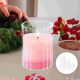 Candle Holders 3 Pcs Windproof Glass Holder Tube Covers Lamp Shades Chimney Clear Sleeve Menorah