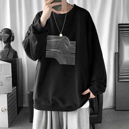 Mens Hoodies Sweatshirts Y2k Mens Hoodies Korean Fashion Simple Hoodless Pullover Sweater Oversize Long Sleeve Top Blouse Japanese Black Sweatshirts 24328