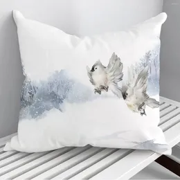 Pillow Birds At Winter Throw Pillows Cover On Sofa Home Decor 45 45cm 40 40cm Gift Pillowcase Cojines Drop