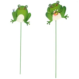 Garden Decorations 2 Pcs Crafts Lawn Landscape Layout Decor Stakes Decorative Iron Yard Frogs