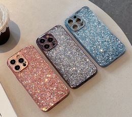 Luxury Foil Confetti Sequins Chromed Cases For Iphone 15 Plus 14 13 Pro MAX 12 11 Fashion Fine Hole Hard PC Acrylic Soft TPU Bling Glitter Sparkle Cell Phone Back Cover