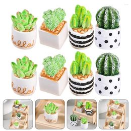 Decorative Flowers Terrarium Glass Containers Artificial Cactus Indoor Plants Mini Resin Figurines