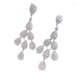 Stud Earrings S925 Silver Ear Studs Pear Shaped Patchwork Luxury Inlaid Women's Water Droplet Versatile Earring Jewelry