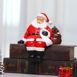 Sculptures Resin Statue Noel Santa Claus Miniature Figurines for Christmas People Decoration Table Gift Interior Miniature Craft