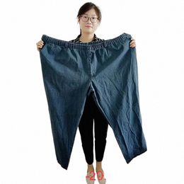 spring Autumn men jeans plus size 14xl 15xl loose pants elasticity Stretch large size casual trouerse 200KG 68 70 80 blue jeans A1L1#