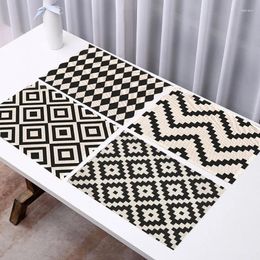 Table Mats Simple Ins Black And White Geometric Placemat Kitchen Accessories Linen Mat Nordic Dining Drink Cup Pad Decoration